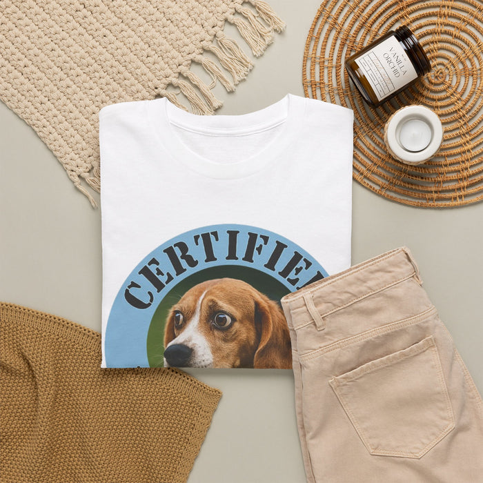 T-Shirt — "Certified Velcro Dog" Funny Beagle Pet Lover Tee