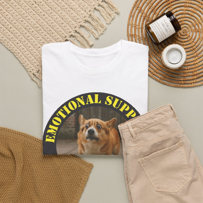 Emotional Support Human Tee — Funny Dog Circle Design