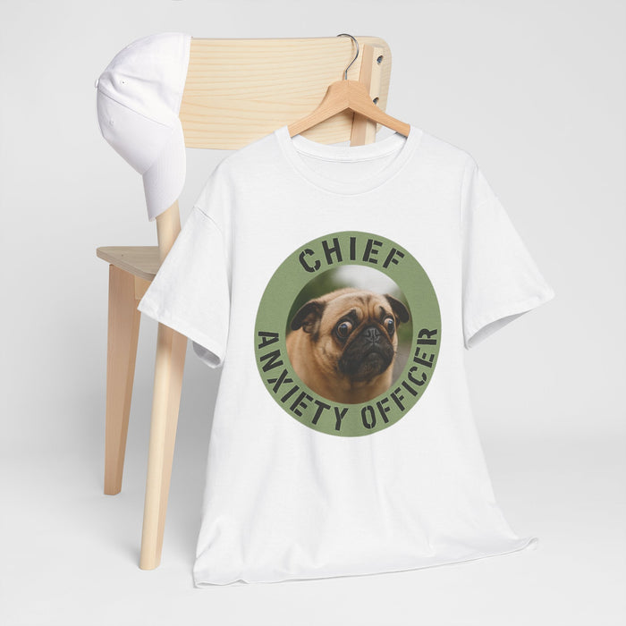 Chief Anxiety Officer Tee — Funny Pug Graphic T-Shirt