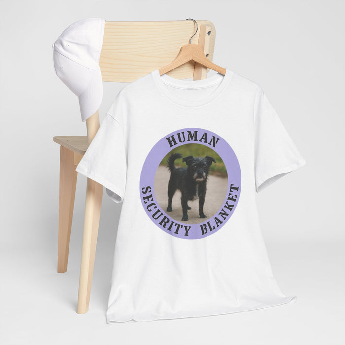 Human Security Blanket T-Shirt — Cute Black Dog Graphic Tee