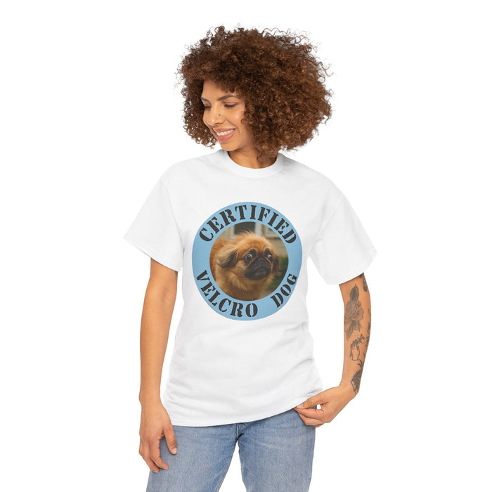 Certified Velcro Dog T‑Shirt — Funny Pug Badge Tee