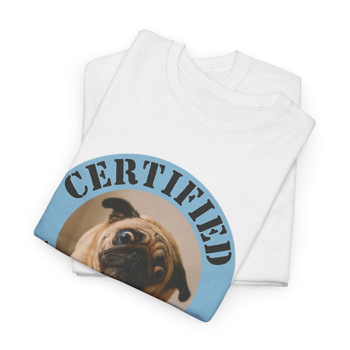 T-Shirt — "Certified Velcro Dog" Pug Graphic Tee