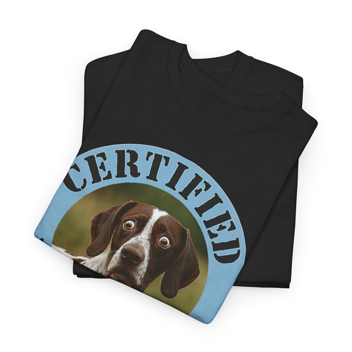 Pointer Certified Velcro Dog T‑Shirt – Funny Dog Owner Tee
