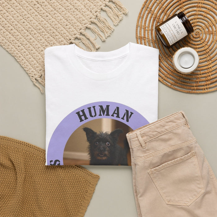 T-Shirt — "Human Security Blanket" Cute Black Dog Photo Tee