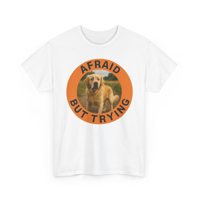 Golden Retriever Afraid But Trying Dog Graphic Tee