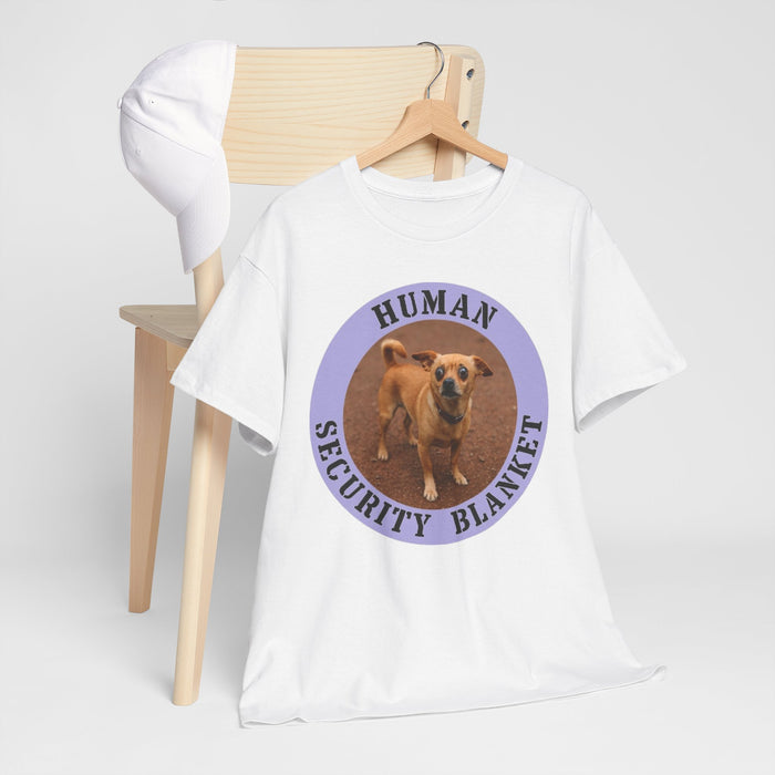 Human Security Blanket T‑Shirt — Cute Dog Photo Tee