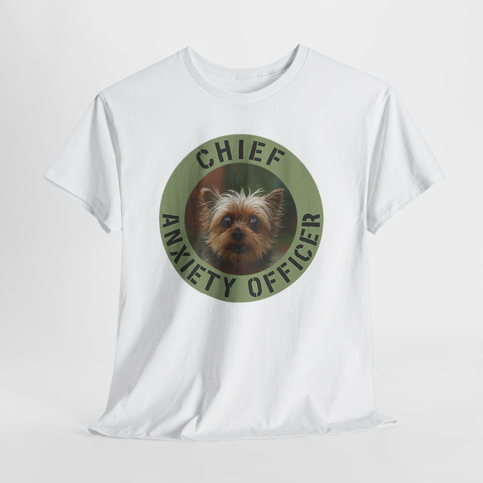 T-Shirt — Chief Anxiety Officer Funny Dog Tee (Yorkie)