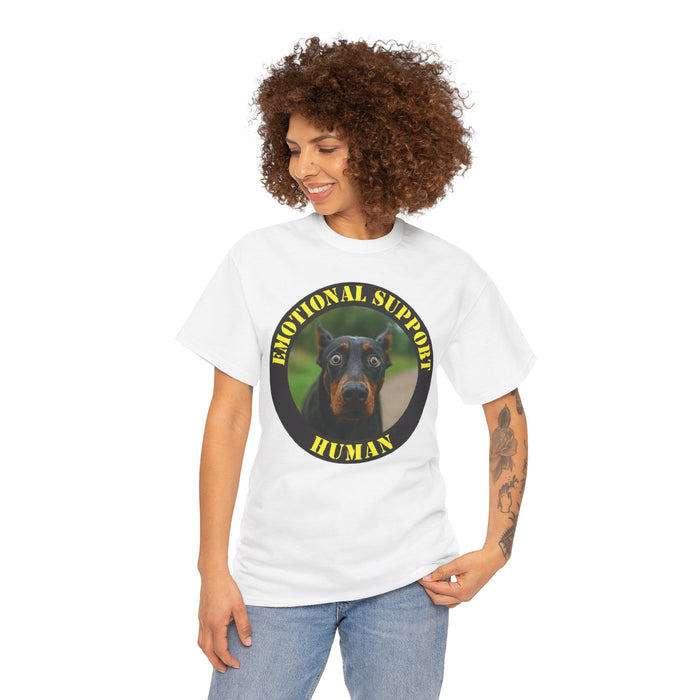 Emotional Support Human T‑Shirt — Doberman Pet Lover Tee