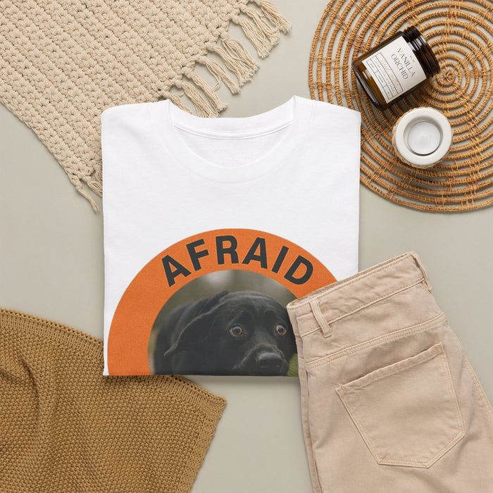 Afraid But Trying Tee — Cute Black Dog Motivational Graphic T-Shirt