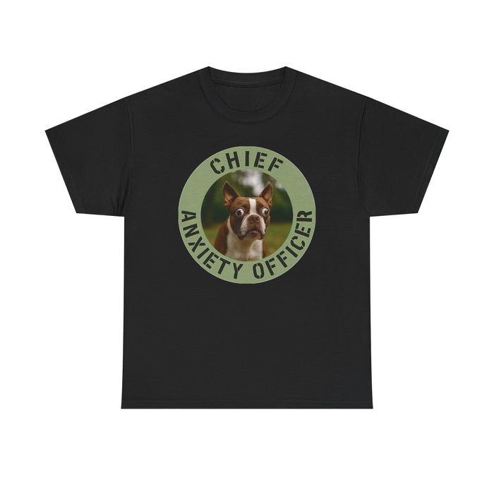 Chief Anxiety Officer Dog T-Shirt — Funny Boston Terrier Pet Tee