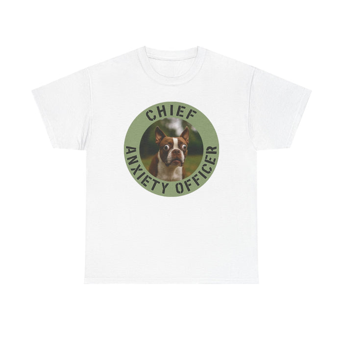 Chief Anxiety Officer Dog T-Shirt — Funny Boston Terrier Pet Tee