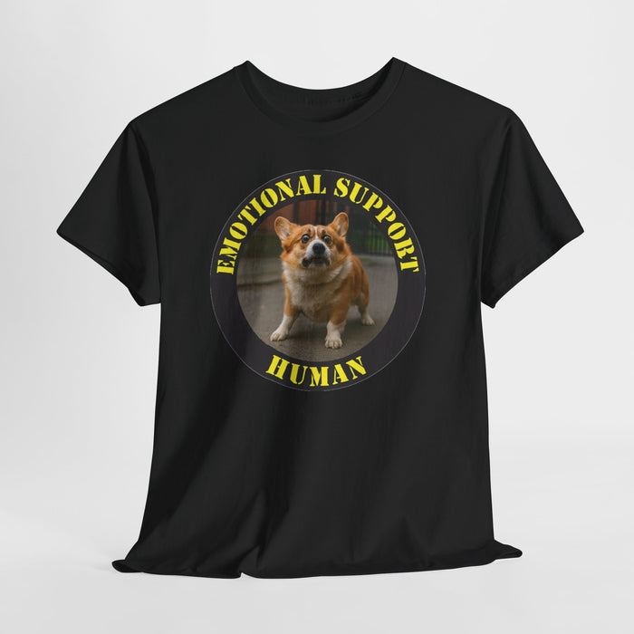 Emotional Support Human Tee — Corgi Patch Graphic T-Shirt