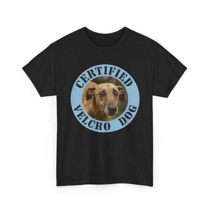 T-Shirt — "Certified Velcro Dog" Graphic Tee (Funny Dog Lover Shirt)