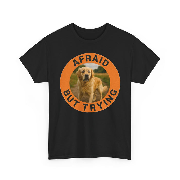 Golden Retriever Afraid But Trying Dog Graphic Tee