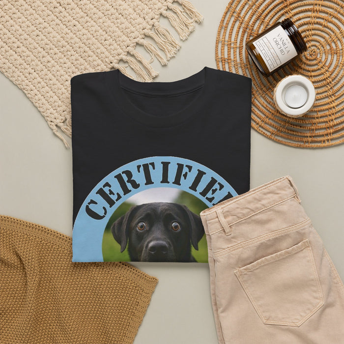 Labrador retriever Certified Velcro Dog T‑Shirt — Funny Black Lab Pet Owner Tee