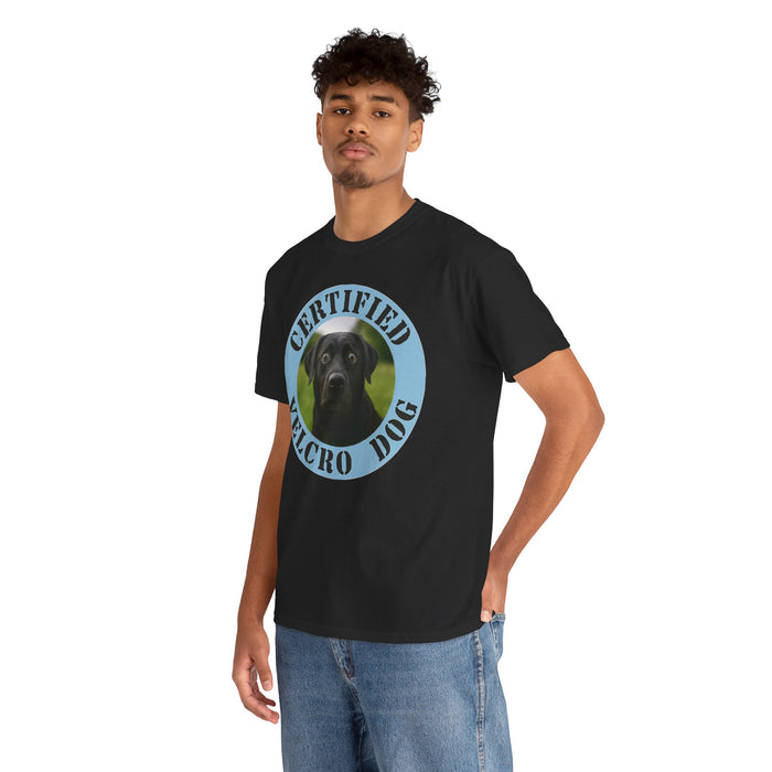 Labrador retriever Certified Velcro Dog T‑Shirt — Funny Black Lab Pet Owner Tee