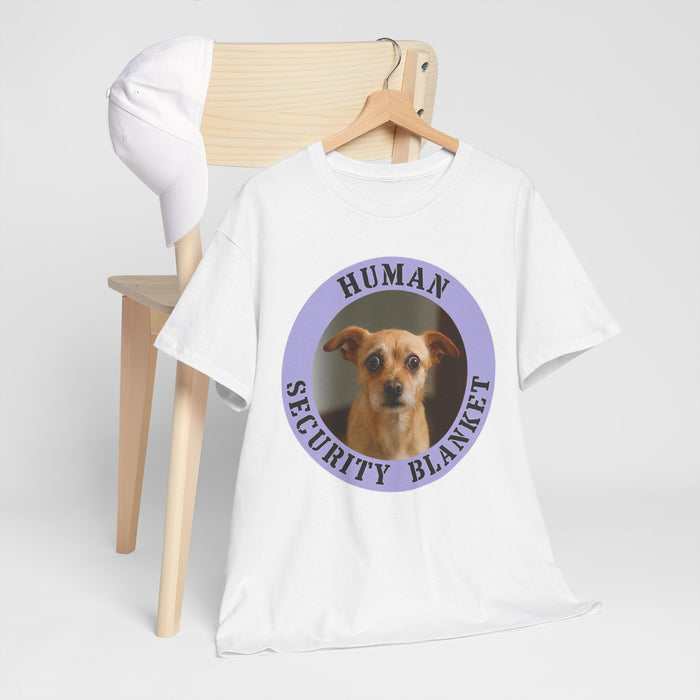 Human Security Blanket T-Shirt — Cute Dog Photo Graphic Tee