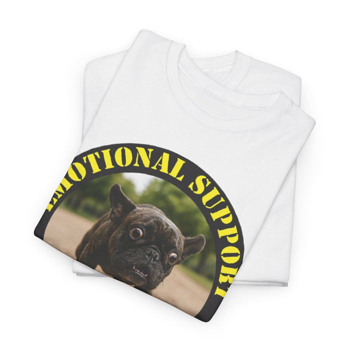 Emotional Support Human T-Shirt — Funny Pet Therapy Tee with Pug Photo