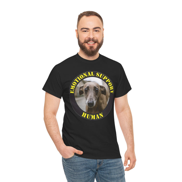 Emotional Support Human Tee — Funny Dog Portrait Shirt for Pet Lovers
