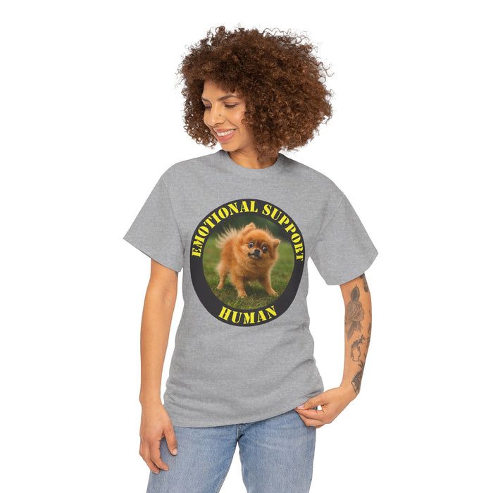 Emotional Support Human T‑Shirt — Cute Pomeranian Dog Graphic Tee