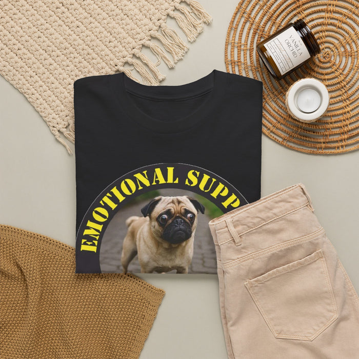 Emotional Support Human T‑Shirt — Funny Pug Pet Lover Tee