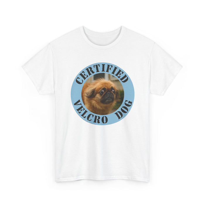 Certified Velcro Dog T‑Shirt — Funny Pug Badge Tee