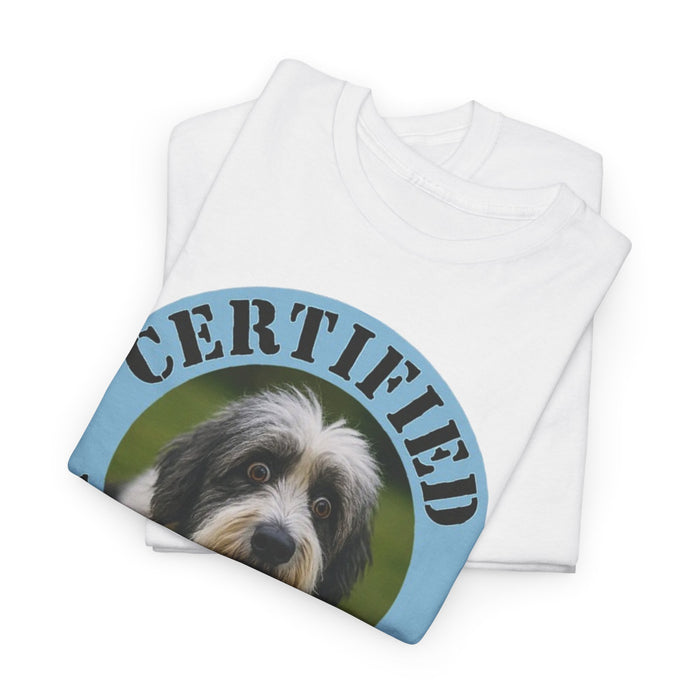 Old English Sheepdog Certified Velcro Dog T‑Shirt — Funny Pet Lover Tee
