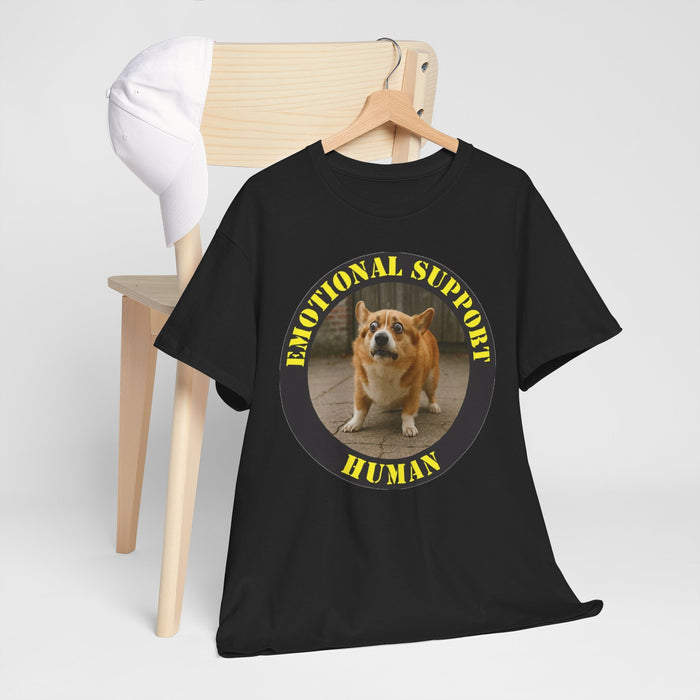 Emotional Support Human Tee — Funny Dog Circle Design