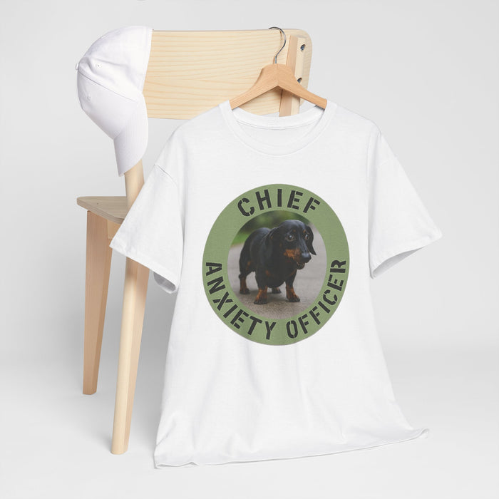 Chief Anxiety Officer T-Shirt — Cute Dachshund Pet Humor Tee
