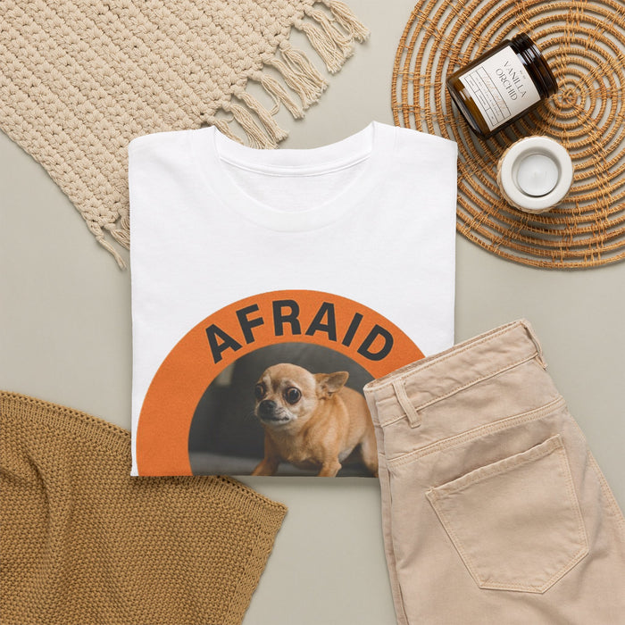 Afraid But Trying Tee — Cute Shy Dog Motivational Graphic T‑Shirt