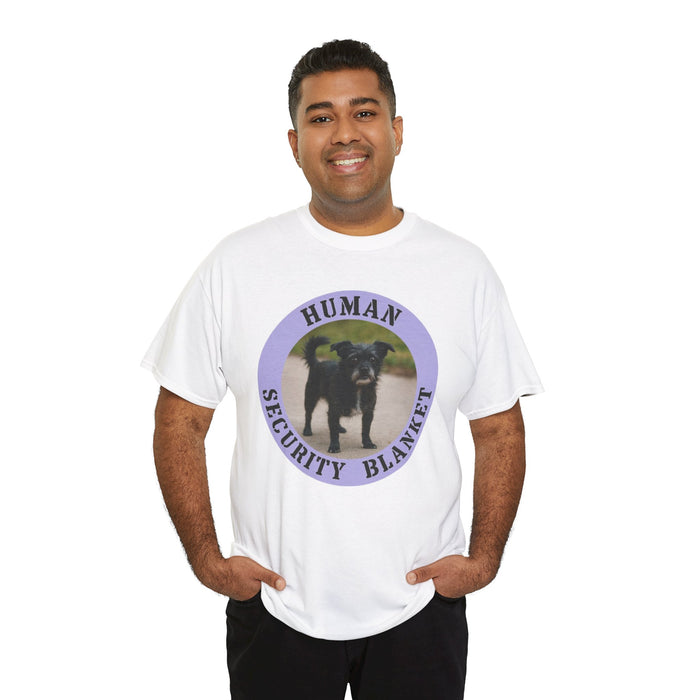 Human Security Blanket T-Shirt — Cute Black Dog Graphic Tee