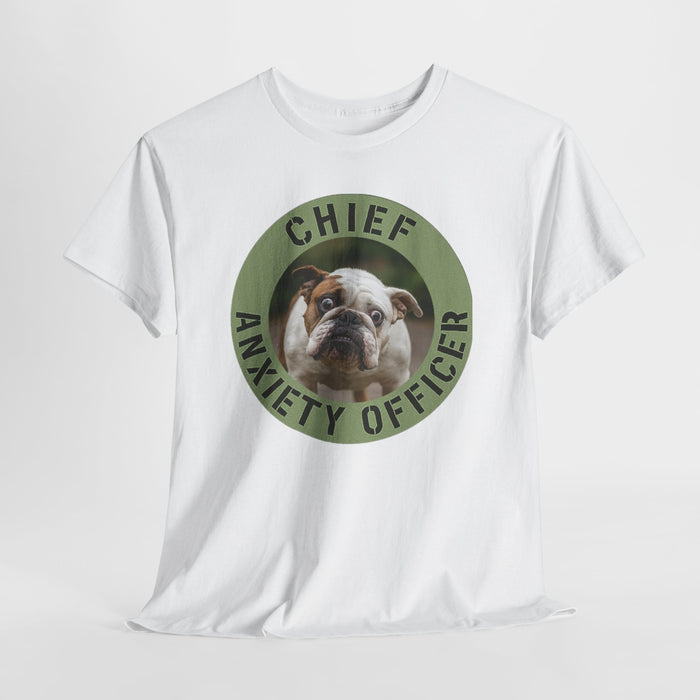 Chief Anxiety Officer Bulldog T-Shirt – Funny Pet Lover Tee