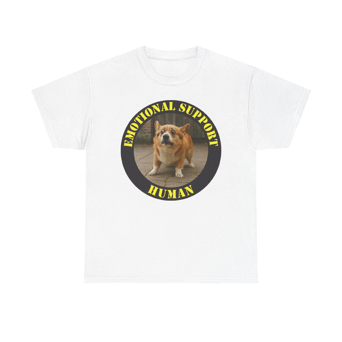 Emotional Support Human Tee — Funny Dog Circle Design