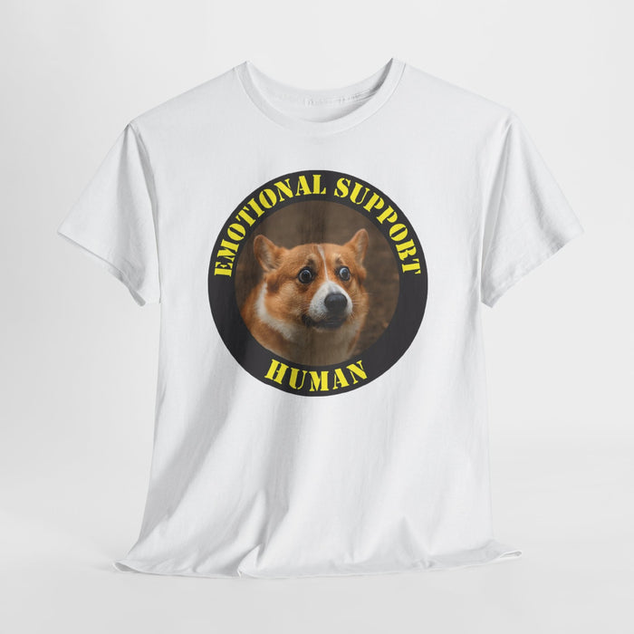 Emotional Support Human Tee — Cute Corgi Graphic T‑Shirt