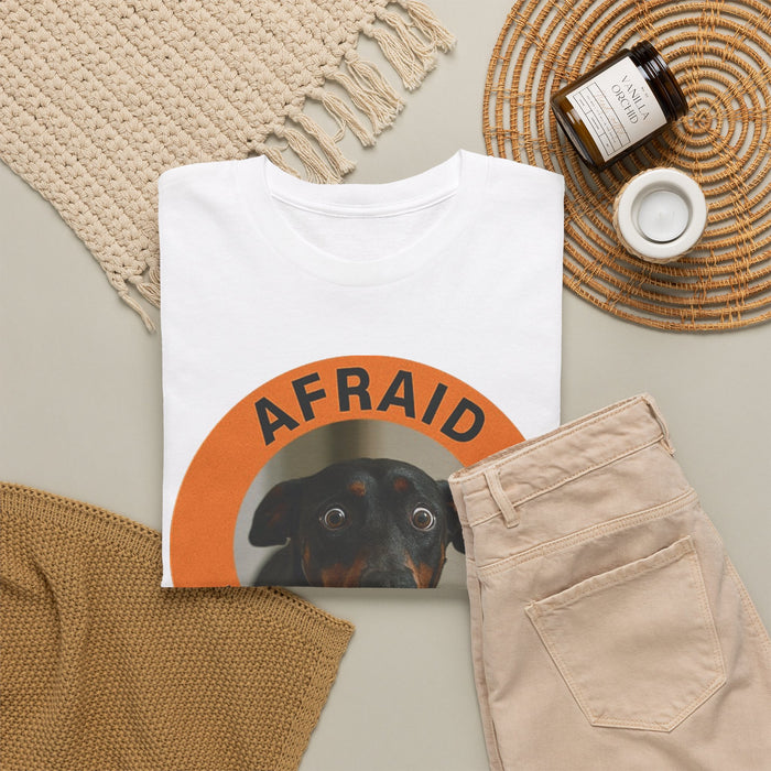 Afraid But Trying T‑Shirt — Cute Nervous Dog Graphic Tee