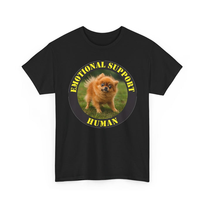 Emotional Support Human T‑Shirt — Cute Pomeranian Dog Graphic Tee