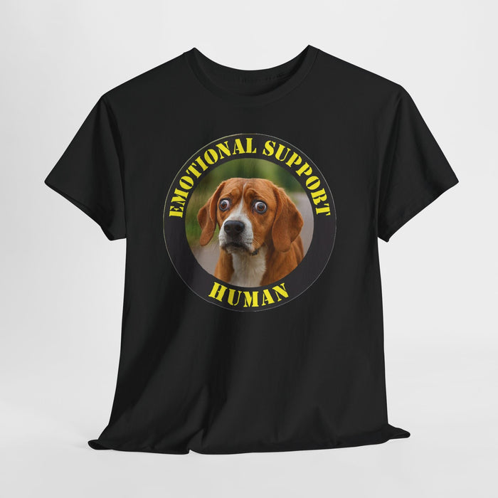 Emotional Support Human Tee — Funny Dog Badge T-Shirt