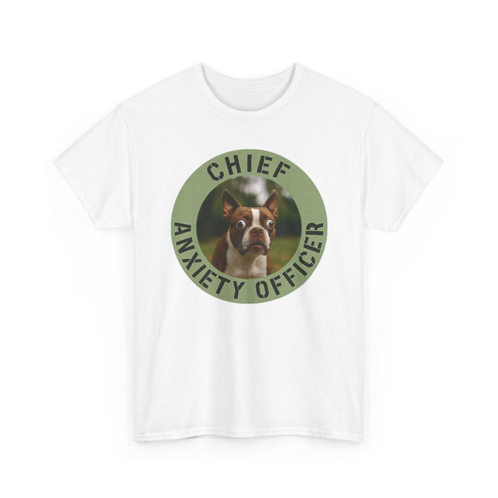 Chief Anxiety Officer Dog T-Shirt — Funny Boston Terrier Pet Tee