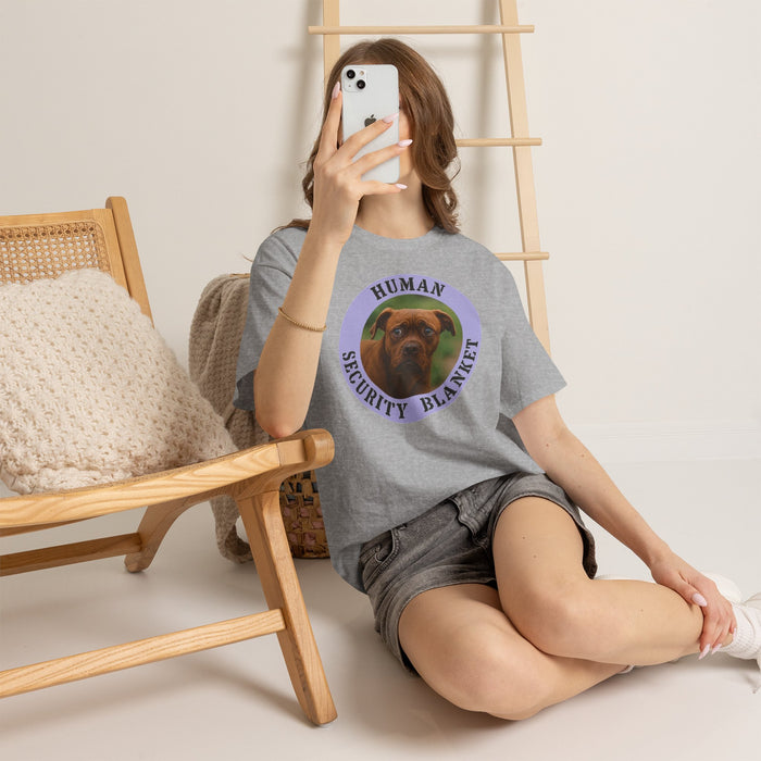 Pit Bull Dog “Human Security Blanket” T-Shirt — Cute Boxer Pup Graphic Tee