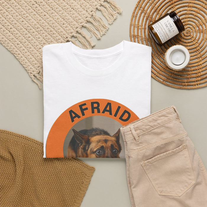 Afraid But Trying Dog T‑Shirt — Cute Encouragement Graphic Tee