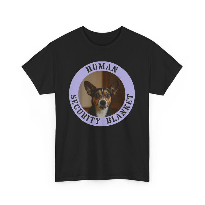 Human Security Blanket Tee — Cute Dog Photo Graphic T-Shirt