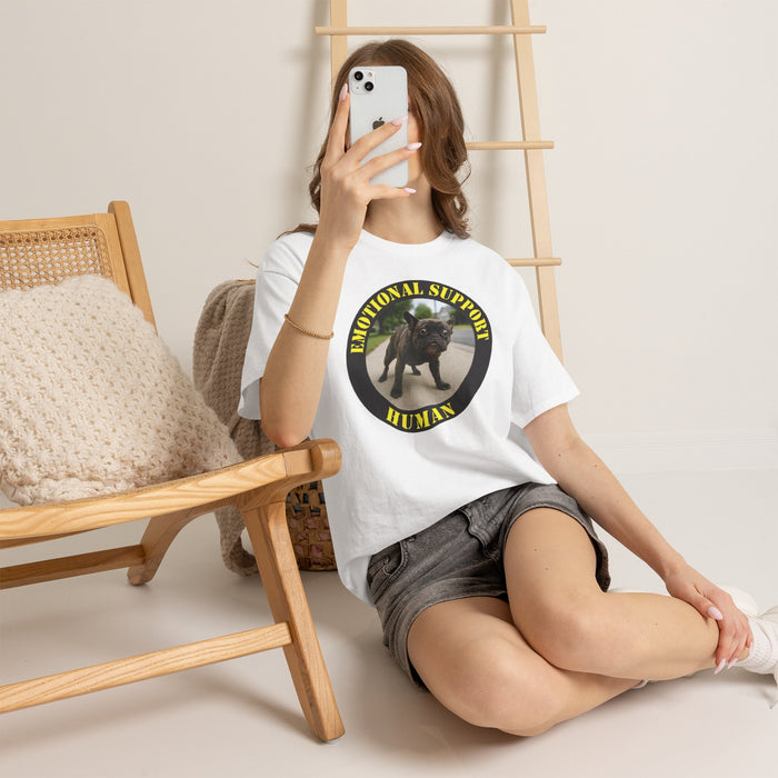 Emotional Support Human T‑Shirt – Funny Pet Rescue Tee with French Bulldog Photo