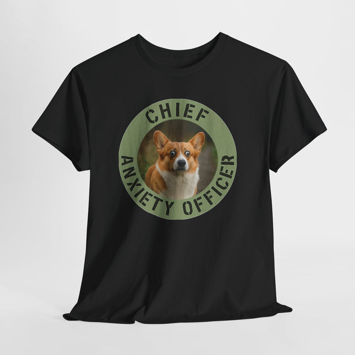 Chief Anxiety Officer T-Shirt — Cute Corgi Anxiety Officer Graphic Tee