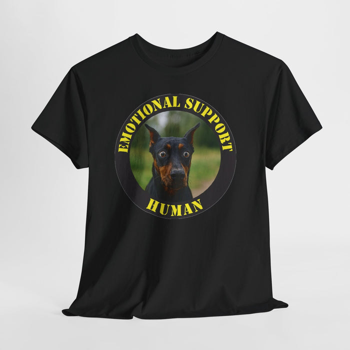 Emotional Support Human T‑Shirt — Doberman Pet Lover Tee