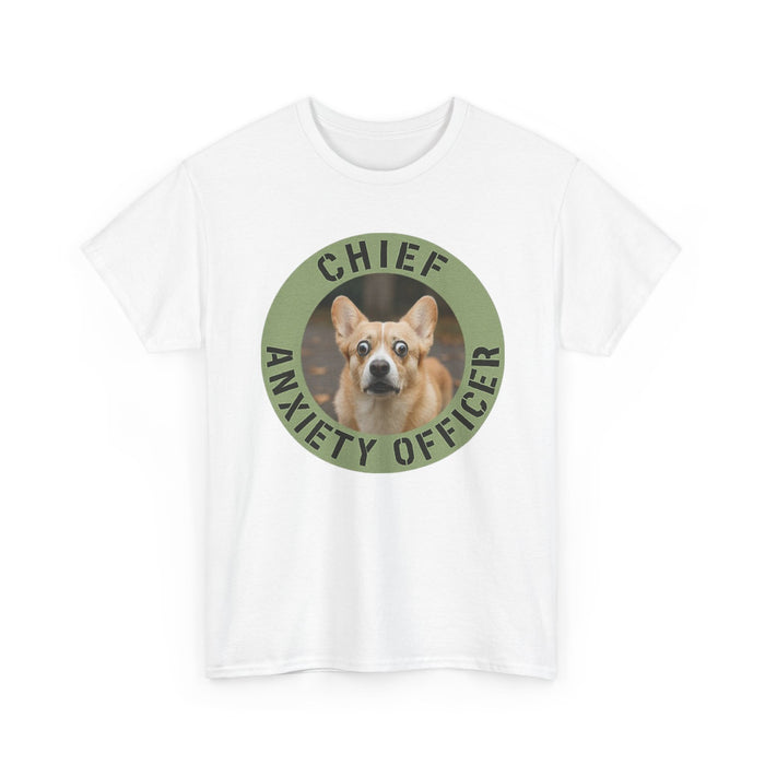 Chief Anxiety Officer T-Shirt — Funny Corgi Pet Tee for Dog Lovers
