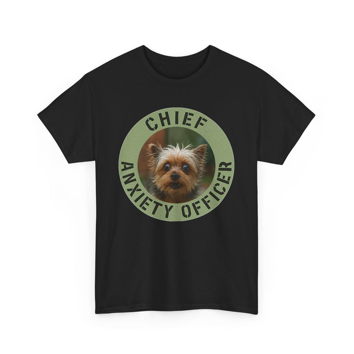 T-Shirt — Chief Anxiety Officer Funny Dog Tee (Yorkie)