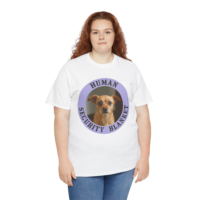 Human Security Blanket T-Shirt — Cute Dog Photo Graphic Tee