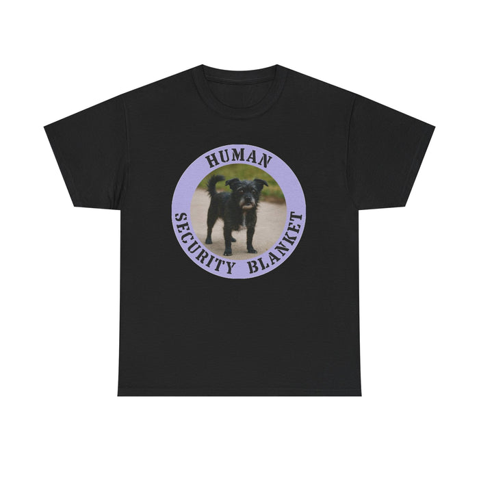 Human Security Blanket T-Shirt — Cute Black Dog Graphic Tee