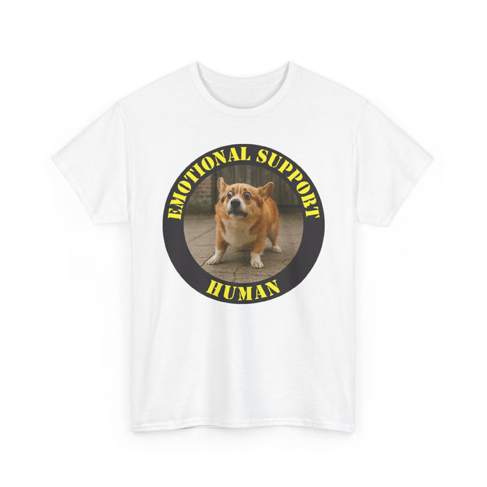 Emotional Support Human Tee — Funny Dog Circle Design