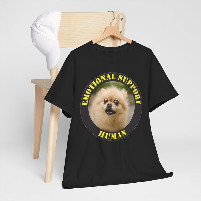 Emotional Support Human T‑Shirt — Cute Pomeranian Therapy Dog Tee